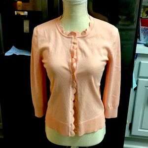 Pink button front sweater with 3/4 sleeves